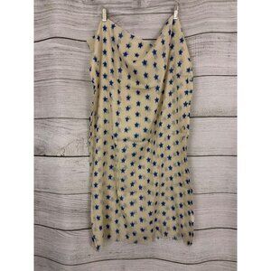 Torrente Cream & Blue Star Pattern Scarf With Fringe Edges